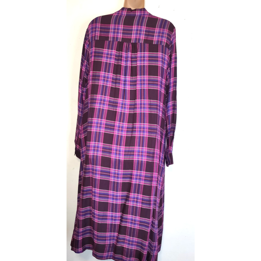 Roamans Plaid Dress PLUS 18W Purple Long Sleeve NEW Preppy Acadamia Teacher NWT - Picture 7 of 16